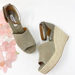 Steve Madden Josey Leather Platform Wedges Sandals Size 10